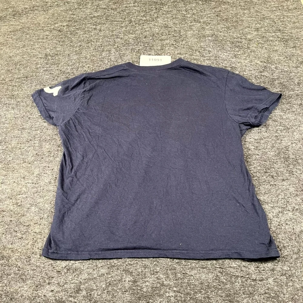 True Religion T Shirt Mens Large Blue Cotton Graphic Logo V Neck Outdoor Casual